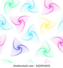 Vector illustration. Seamless abstract pattern on a white background. In color. Geometric pattern with triangular spirals