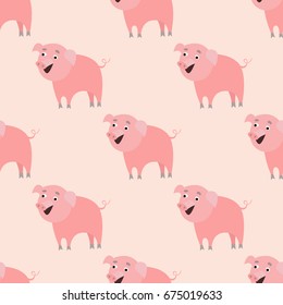 Vector illustration. Seamless animal pattern. Piglet.For graphic design, wallpaper, fabric, clothing.