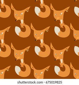Vector illustration. Seamless animal pattern. Foxes.  For graphic design, wallpaper, fabric, clothing.