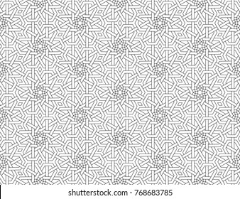 Vector Illustration of Seamless Arabic Geometric Pattern in black and white