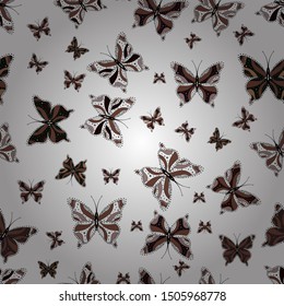 Vector illustration. Seamless background. Abstract colored nice butterfly. Illustration on brown, gray and white colors.