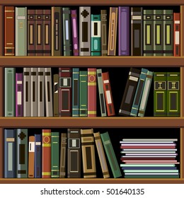 vector illustration seamless background with bookshelves