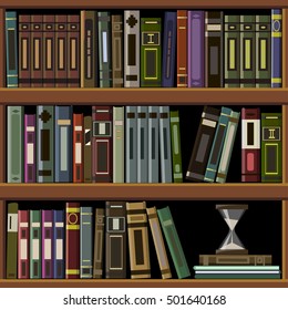 vector illustration seamless background with bookshelves