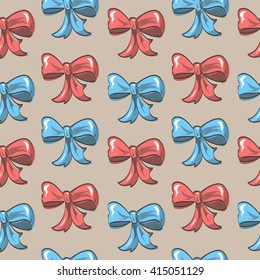 Vector illustration of the seamless background with bow