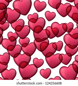 Vector illustration of seamless background. Contains of magenta bubble hearts. eps 10.