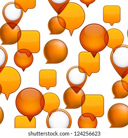 Ilustración vectorial de fondo transparente contiene de burbujas de voz anaranjada. eps10.