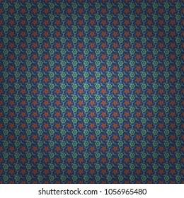 Vector illustration. Seamless background floral pattern. Abstract flowers in green, orange and blue colors.