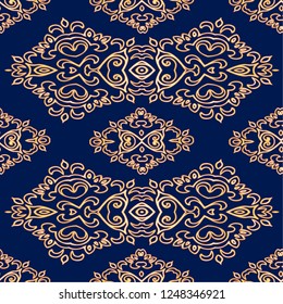 Vector illustration of a seamless background of gold ornaments to repaint the background for printing on fabric and paper