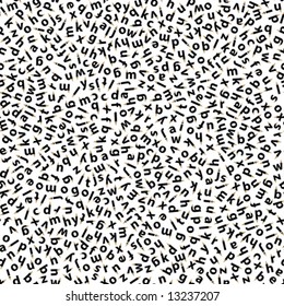 Vector illustration of a seamless background with hundreds of alphabet letters with pencil tips. Education concept.