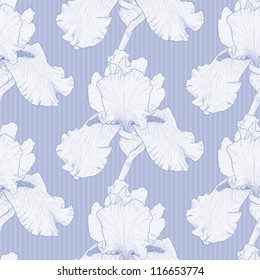 Vector illustration seamless background with iris flowers.