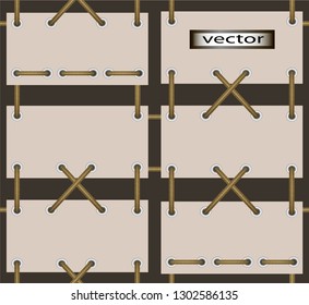 Vector illustration seamless background, isolated, hanging on a poster line, cardboard, scrapbooking character set to hang, and a mix of lacing to place text, Wallpaper or packaging to print