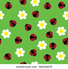 vector illustration of seamless background with ladybugs