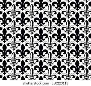 Vector illustration seamless background with lily (fleur de lis)
