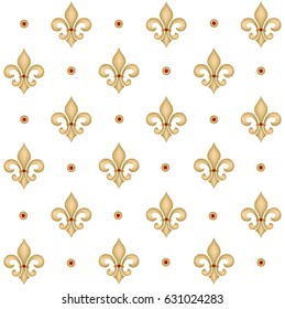 Vector illustration seamless background with lily (fleur de lis) for print fabric or poster
