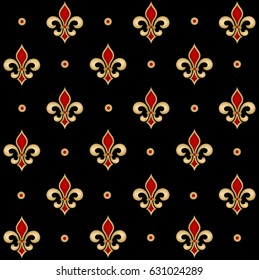 Vector illustration seamless background with lily (fleur de lis) for print fabric or poster