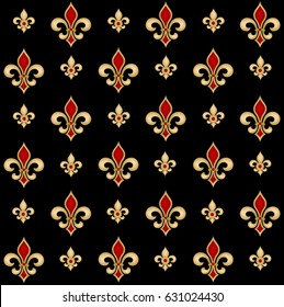 Vector illustration seamless background with lily (fleur de lis) for print fabric or poster