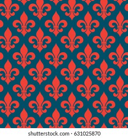 Vector illustration seamless background with lily (fleur de lis) for print fabric or poster