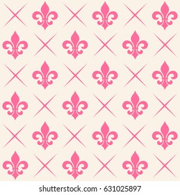 Vector illustration seamless background with lily (fleur de lis) for print fabric or poster