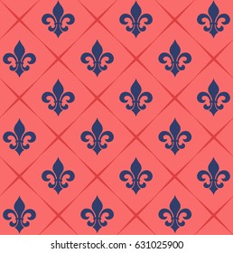 Vector illustration seamless background with lily (fleur de lis) for print fabric or poster