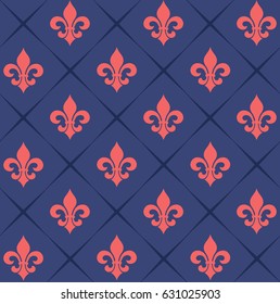 Vector illustration seamless background with lily (fleur de lis) for print fabric or poster