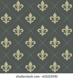 Vector illustration seamless background with lily (fleur de lis) for print fabric or poster