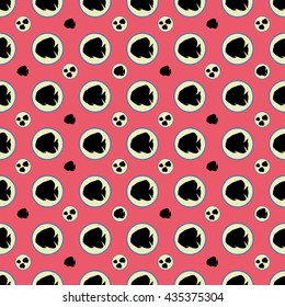 Vector illustration Seamless background of marine collection. Silhouettes of sea residents mammals swimming in thedoodle style. Use in design for greeting cards, textile design and web pages.