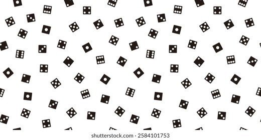 Vector illustration of seamless background material of randomly scattered dice silhouettes