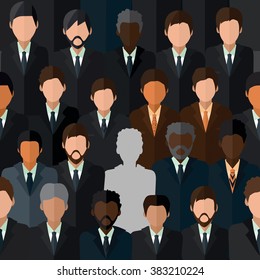 Vector  illustration or seamless background . A men. One man is shown as a silhouette, perhaps it points to social problems (virus infection, drug abuse, illiteracy, disease, unemployment and so on)