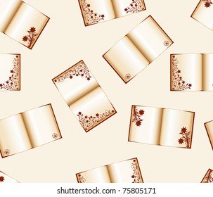 vector illustration of a seamless background with open books