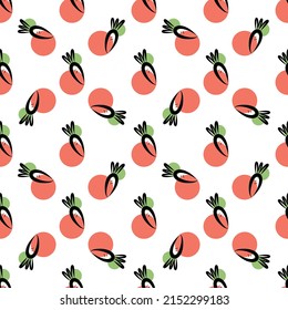 Ilustración vectorial del fondo sin fisuras de las zanahorias naranja y verde sobre la superficie beige
