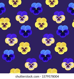 Vector illustration seamless background pattern of violet flowers repeating pattern