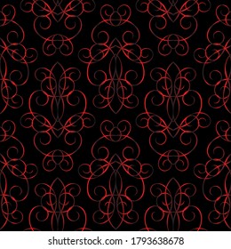 Vector illustration of a seamless background pattern of red and black in Gothic style