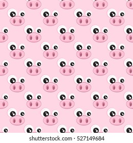 Vector illustration of the seamless background with pig.