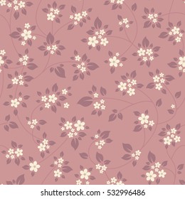 Vector illustration. Seamless background with  pink stems and small flowers