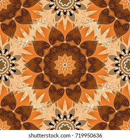 Vector. Vector illustration. Seamless background. For print on fabric, textiles, wallpaper. Vintage retro style. Cute floral pattern with buds flowers.