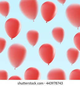 Vector illustration seamless background of red glossy balloons. Element design. Easy for use and edit.