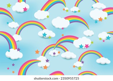 Vector illustration of a seamless background with sailboats and clouds, without geometric joins