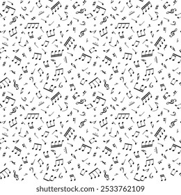 Vector illustration of a seamless background with scattered musical notes