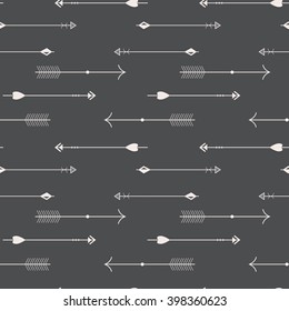 Vector illustration of a seamless background with simple boho style arrows for your arts and design