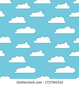 Vector illustration. Seamless background. White clouds in the blue sky.
