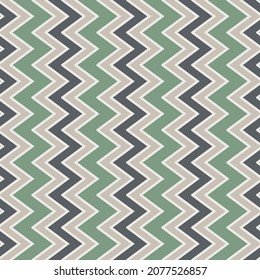 Vector illustration of seamless background of zig zag pattern of green beige and brown colors