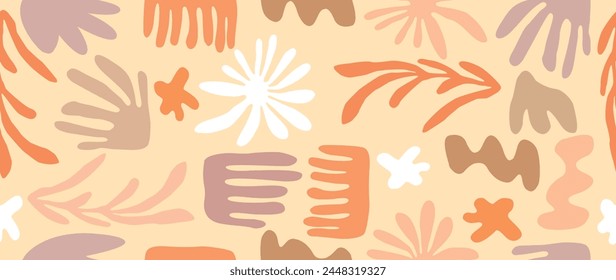 Vector illustration seamless. Beautiful flowers and leaves on a light background. Cute printable template. Ideal as a saber for textile design, cards, screensavers, posters, etc.