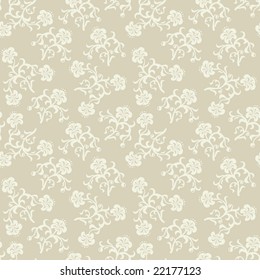 Vector illustration. Seamless beige flowers background.