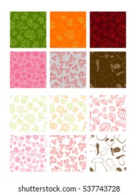 Vector illustration with seamless berries patterns