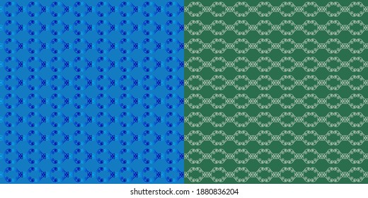Ilustración vectorial Color bicolor y fondo gradiente impecable con ornamento de borde dos opciones de color diseño de patrón textil para lino pastel, papel envolvente, papel tapiz.