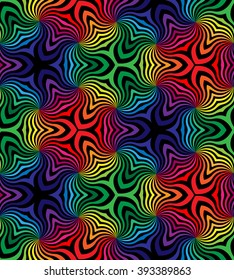 Vector Illustration. Seamless Black and Colorful Curls Pattern.Geometric Abstract Background. Suitable for textile, fabric and packaging 