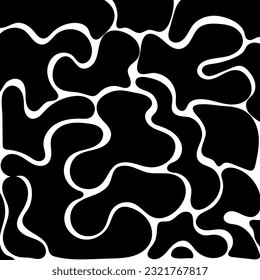 Vector illustration of seamless black spots pattern with different grunge effect rounded spots isolated on white background