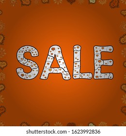 Vector illustration. Seamless. Illustration in black, white and orange colors. Special Offer Sale Paper Tag, Banner, Poster or Flyer design on black, white and orange background, Creative.