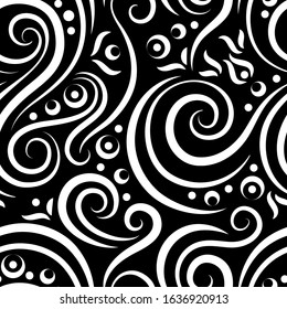 Vector illustration. Seamless black and white background with abstract plants. EPS 8
