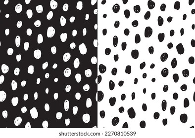 vector illustration of seamless black and white dots pattern. monochrome set